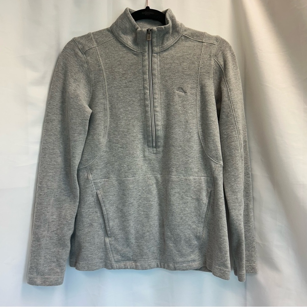 Tommy Bahama Men’s Gray Half Zip Pullover front pockets Sz S casual wear